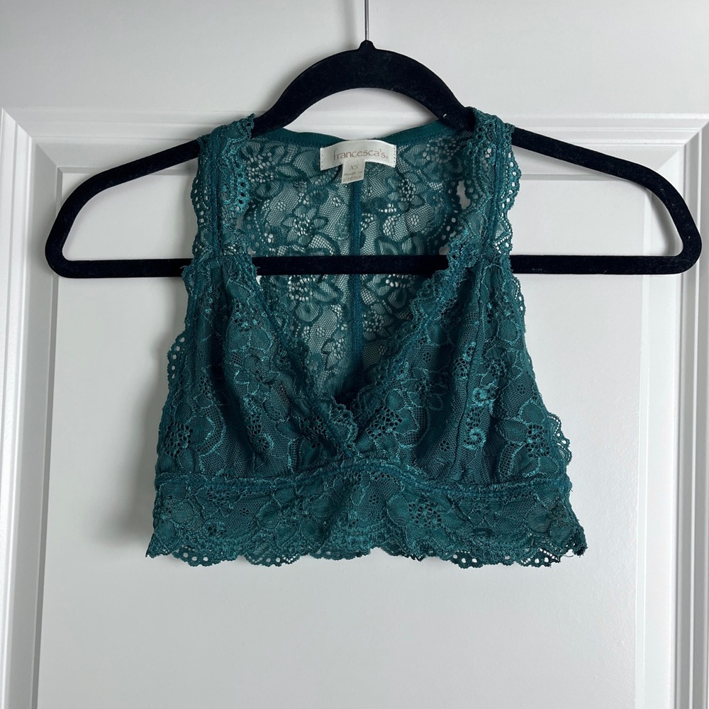 Francesca’s XS Green Lace Bralette